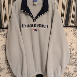 New England Patriots Light Gray Fleece Pullover VTG 2XL By Reebok